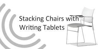 stacking chairs with writing tablets button